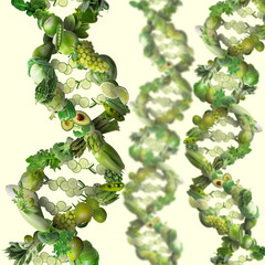 Nutrigenetics food concept DNA strand vegetables for health