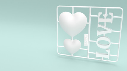  love plastic kit  3d rendering for love concept.