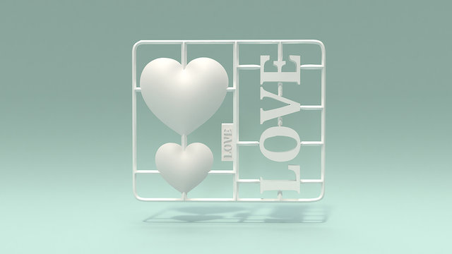  love plastic kit  3d rendering for love concept.