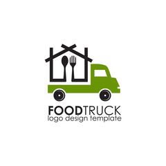 Food truck logo design vector template