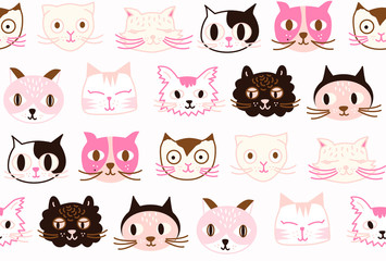 Colorful Cats Kids seamless pattern