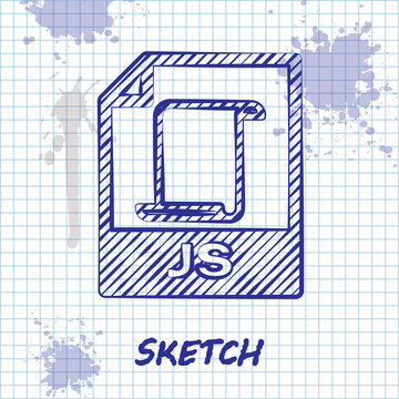 Sketch line JS file document. Download js button icon isolated on white background. JS file symbol. Vector Illustration