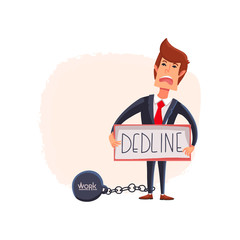 Vector Businessman does not have time to do the task. Deadline.  