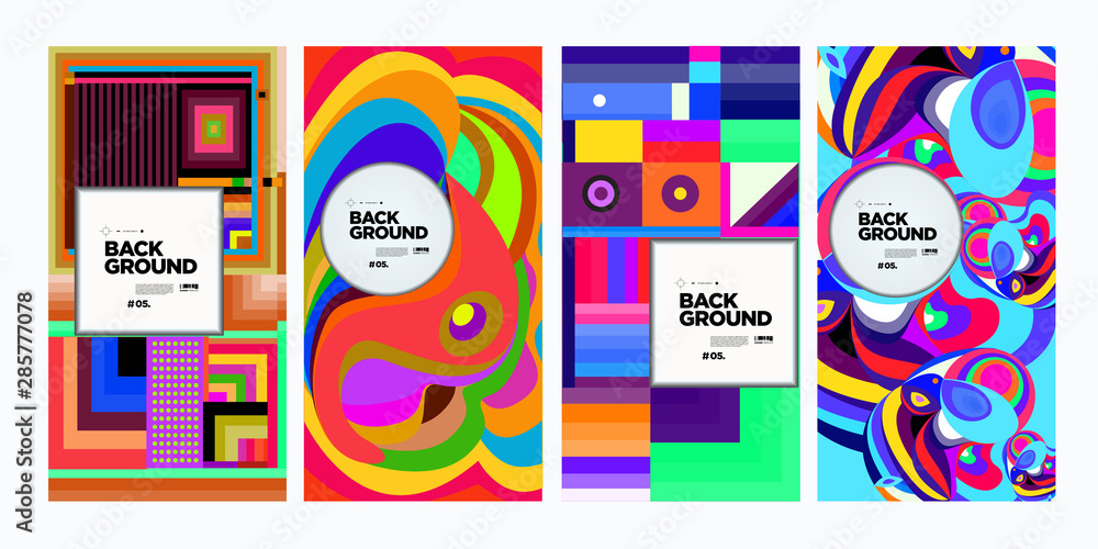 Poster vector colorful ethnic geometric pattern background set. pattern background illustration for banner,