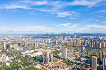 panoramic  city skyline in hangzhou china