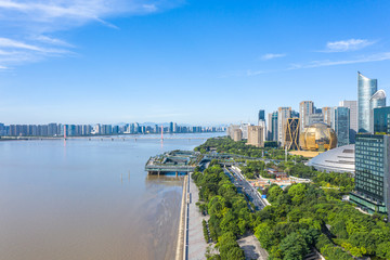 panoramic  city skyline in hangzhou china