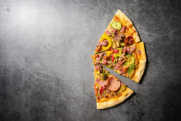 pizza on dark background
