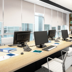 Computer Workplace Inside a Business Center (detail) - 3d visualization