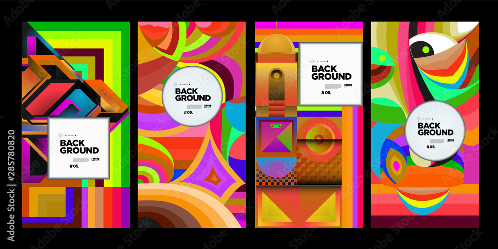 Aufkleber vector colorful ethnic geometric pattern background set. pattern background illustration for banner,