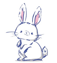 Hand Drawn Cute Bunny, print design rabbit, children print on t-shirt.