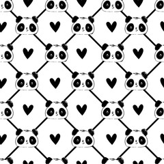 Panda bear pattern seamless, sketch. Design for textiles