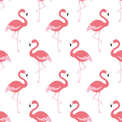 Flamingo seamless pattern for fabric and decor. Exotic birds sketch vector illustration
