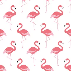 Photo sur Plexiglas Flamant Modèle sans couture de flamant rose pour le tissu et la décoration. Oiseaux exotiques croquis illustration vectorielle