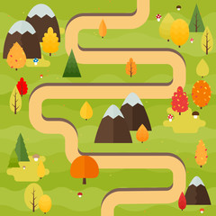 Fototapeta premium Autumn forest village landscape 
