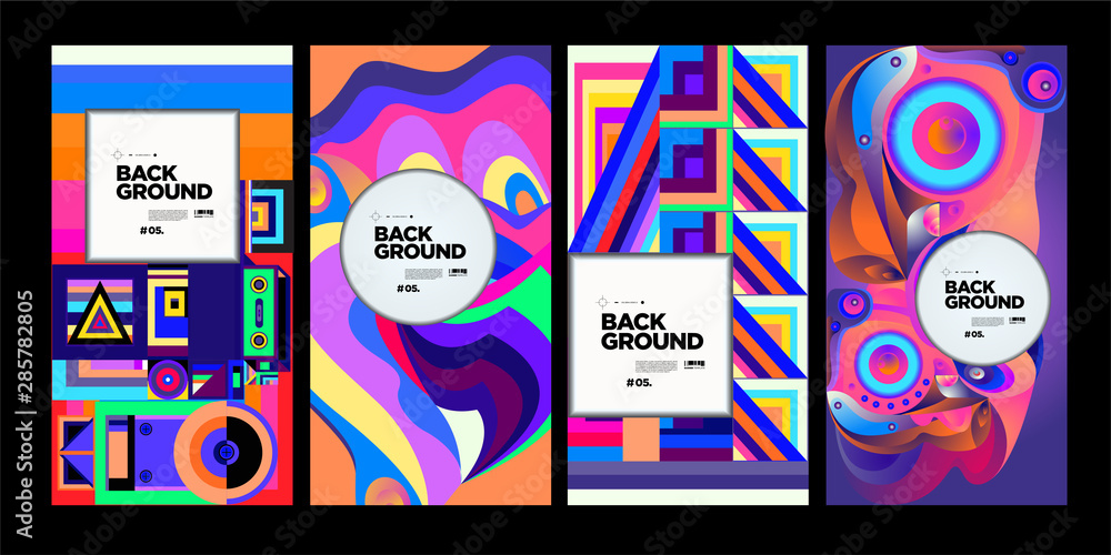 Poster vector colorful ethnic geometric pattern background set. pattern background illustration for banner,