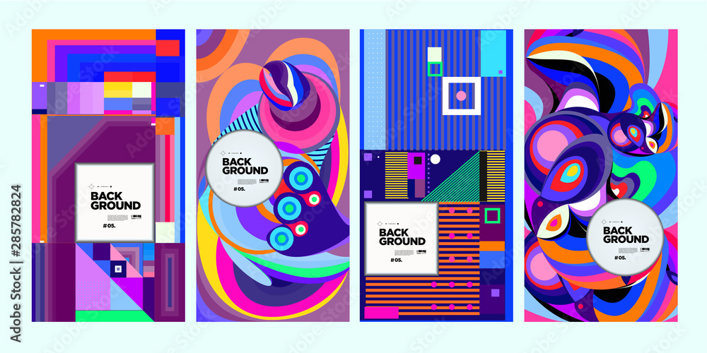 Aufkleber vector colorful ethnic geometric pattern background set. pattern background illustration for banner,