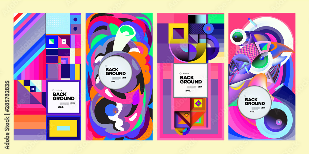 Aufkleber vector colorful ethnic geometric pattern background set. pattern background illustration for banner,
