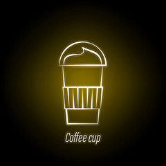 coffee cup hand draw neon icon. Element of coffee illustration icon. Signs and symbols can be used for web, logo, mobile app, UI, UX