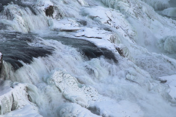 Waterfall Gullfoss, Golden Circle, Iceland in Winter