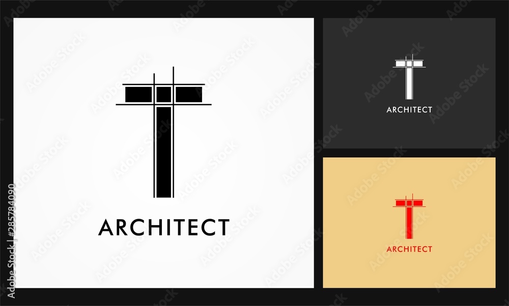 Wall mural t architect vector logo