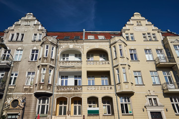 Fototapeta na wymiar Art Nouveau facade of the buildings in Poznan.
