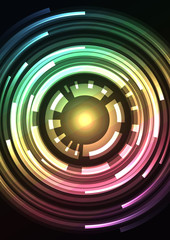rainbow abstract circle background, digital overlap layer line, simple technology design template, vector illustration