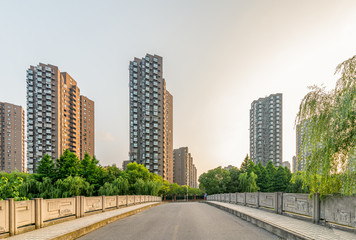 Fototapeta na wymiar Real estate and residential buildings on the outskirts of Shanghai, China