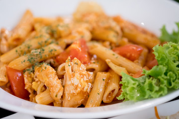 Stir-fried macaroni with ketchup or tomato sauce