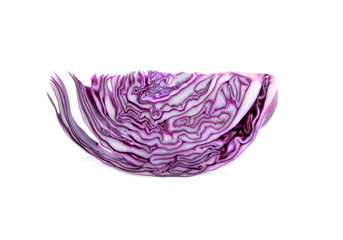 Purple cabbage slices  on white background