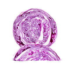 Purple cabbage slices  on white background