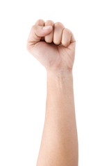Male asian hand gestures isolated over the white background.