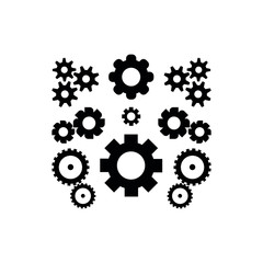 black gears vector icon set