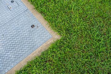 Iron plate lid at the construction site
