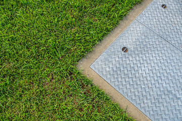 Iron plate lid at the construction site