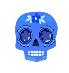 Decorative Colorful Skulls set day of the dead vector illustration. Mexican Dia de los Muertos.