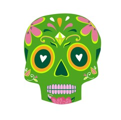 Decorative Colorful Skulls set day of the dead vector illustration. Mexican Dia de los Muertos.