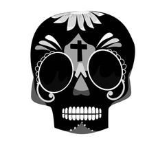 black and white skull decorative for day of the dead vector illustration