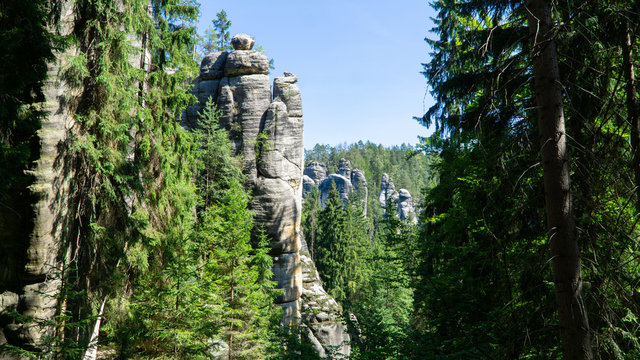 Rock city located in Adrspach Rocks park, part of Adrspach-Teplice landscape park in Broumov region, Czech Republic