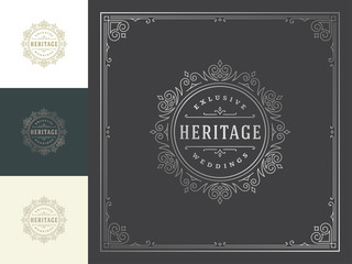Vintage logo template vector golden elegant flourishes ornaments.