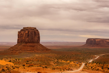 Sand buttes raiding up in the monument valley in the border of Arizona and utah