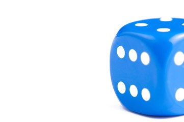 Blue dice isolated on white background.Copy space