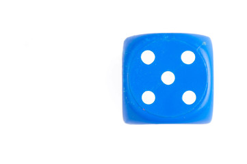 Blue dice isolated on white background.Copy space