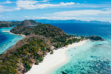 Malcapuya island in the philippines, coron province. Aerial shot from drone about vacation,travel...