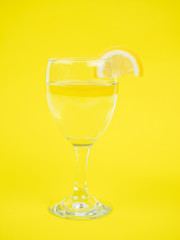 lemon on yellow background.