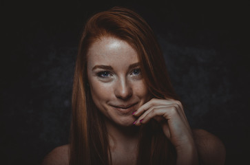 Fototapeta premium Studio portraits with red hair girl