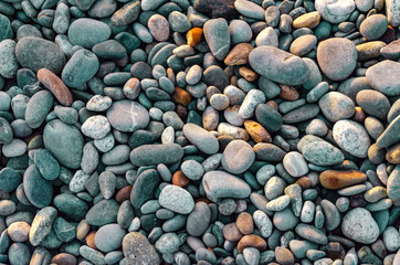 Various turquoise sea pebbles
