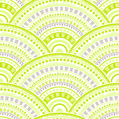 Ethnic circle shapes seamless geometric pattern.