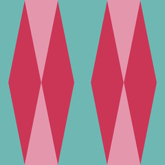 Bold Christmas seamless harlequin pattern, pink, red and aqua. 1950's style design, fun and trendy with both a nostalgic and modern flair. For wrapping paper, textiles, holiday decorations and cards.