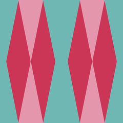 Bold Christmas seamless harlequin pattern, pink, red and aqua. 1950's style design, fun and trendy with both a nostalgic and modern flair. For wrapping paper, textiles, holiday decorations and cards.