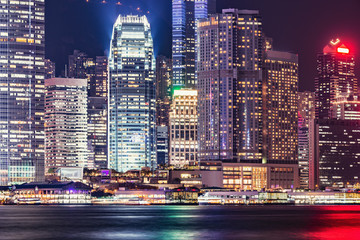 Evening city view of Hong Kong island.